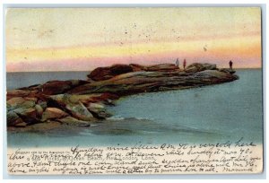 1907 Rocks At Ocean Beach Scene New London Connecticut CT Posted People Postcard