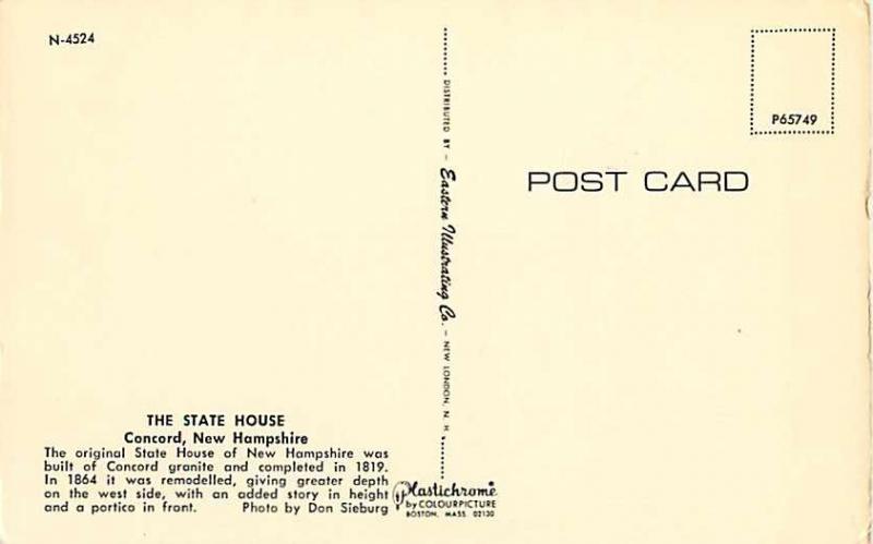 State House Concord New Hampshire NH Chrome Postcard