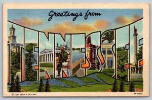 Large Letter Greetings From Tennessee  - Postcard