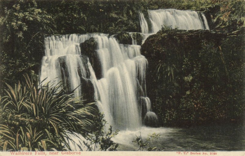 PC NEW ZEALAND, WAIHIRERE FALLS NEAR GISBORNE, Vintage Postcard (b43888)