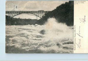 Whirlpool Rapids with Bridge View Postcard Niagara Falls NY Postmarked 1907 RPPC