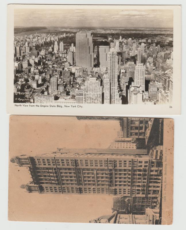 NYC NEW YORK CITY LOT OF 2 PARK ROW Building RPPC VIEW Postcard