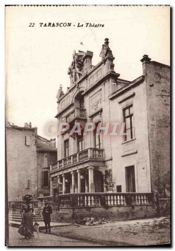 Old Postcard Tarascon Theater Woman umbrella