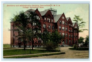 c1910s Dormitory and Admin Building YMCA College, Springfield MA Postcard 