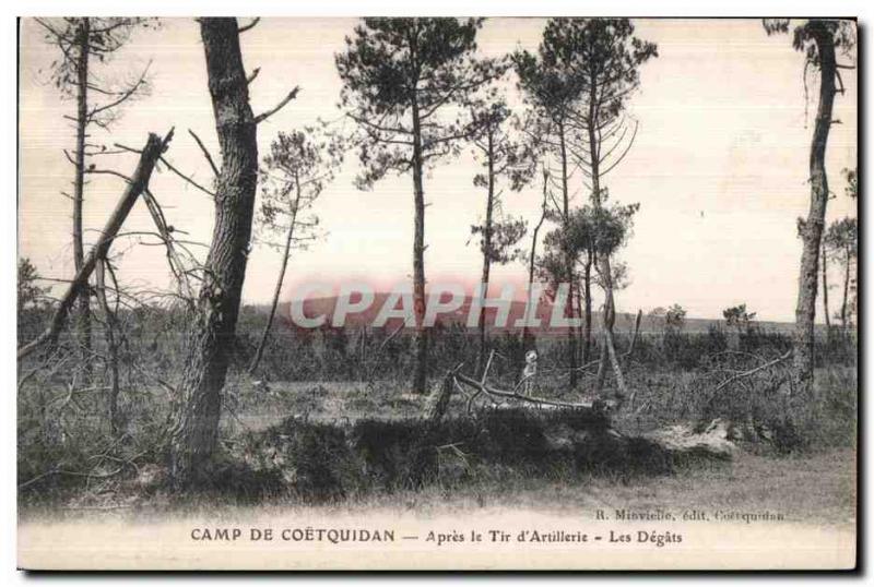 Old Postcard Camp Coetquidan After Artillery Army of Fire Damage
