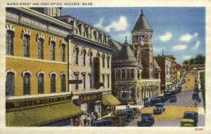 Water St. & Post Office - Augusta, Maine ME  