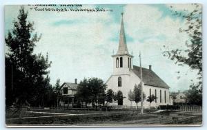 Postcard NE Holdredge Lutheran Church Parsonage Blue Sky Photoette L14