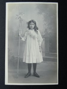 Uttoxeter Studio Portrait YOUNG LADY in Costume (2) c1908 RP Postcard by McCann