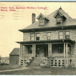 c1910s Berea, Ohio Balwin Wallace College Hulace Hall Photo Beswick Postcard A11