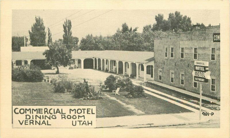 Commercial Motel Dining Room Vernal; Utah roadside Postcard National Press 13157