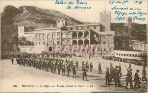 Old Postcard MONACO. � The Defile of troops outside the Palace Militaria