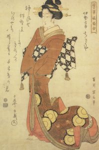 Eizan Portrait of the Courtesan Ise Ko-ichi of Choji Painting Postcard