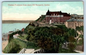 Chateau Frontenac from above Old Ramparts QUEBEC Canada Postcard