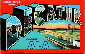 Vtg Decatur Alabama AL Large Letter Greetings from 1960s Unused Chrome Postcard