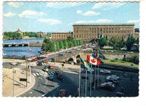 The Royal Palace, Stockholm Sweden, Flags Canada, Sweden, Used 1974