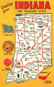 USA Indiana The Hoosier State Map Chrome Postcard 03.71