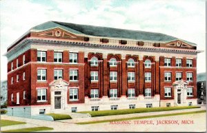 Postcard Masonic Temple in Jackson, Michigan~1689