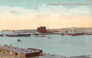 Docks Ships St John West New Brunswick Canada 1910c postcard