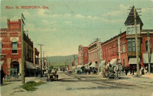 Vintage Postcard; Main Street Scene, Medford OR Jackson County Posted 1909