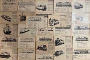 Paper ephemera train locomotives small type collection technical data scraps 