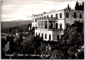 Taormina Hotel Bel Saggiorno e l'Etna Building Real Photo RPPC Postcard