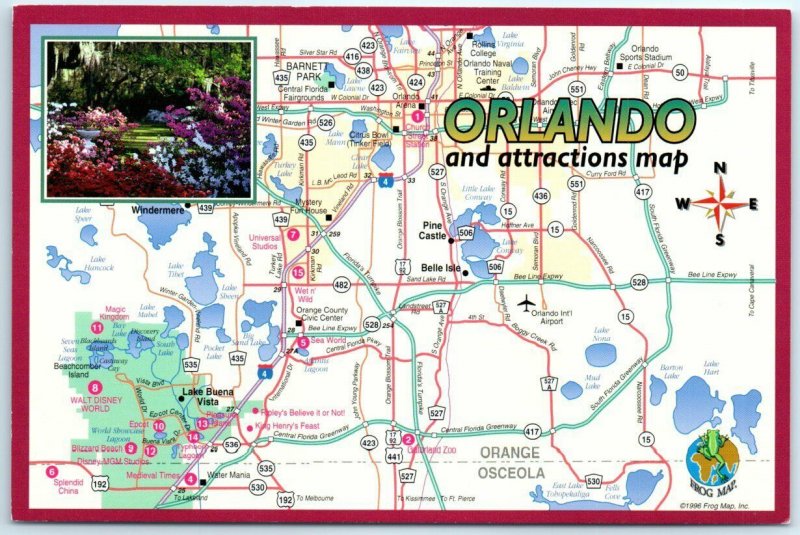 Postcard - Orlando and Attractions Map 