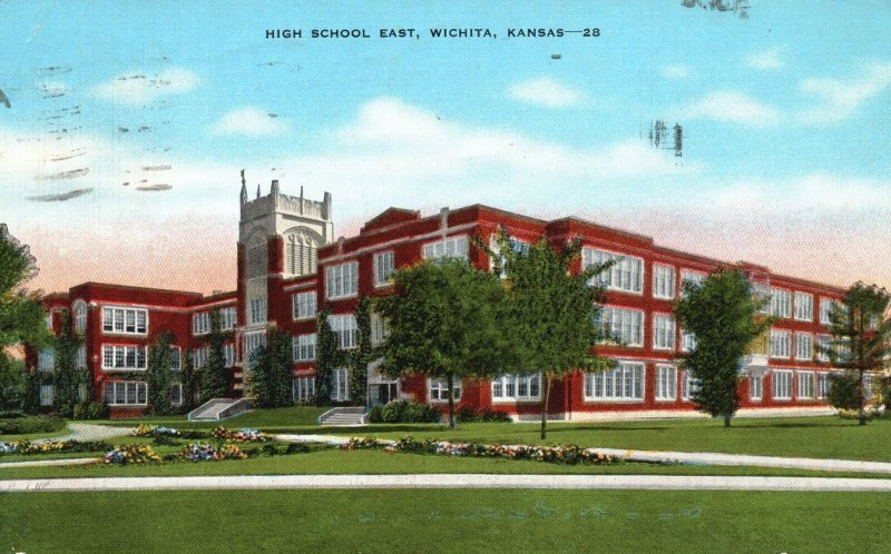 Vintage Postcard 1945 High School East Wichita Kansas KS Pub by M.S. News Co.