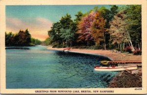 Vtg Bristol New Hampshire NH Greetings from Newfound Lake 1940s Linen Postcard