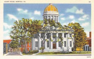 Court House Norfolk Virginia linen postcard