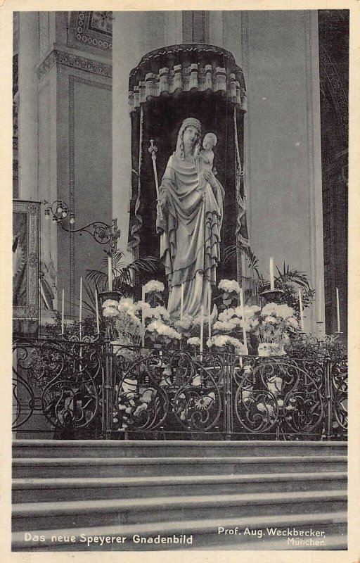 L218 Germany 1937 Das neue Speyerer Gnadenbild Muenchen statue candles postcard