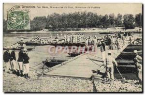 Old Postcard Army 7th Genie Avignon bridge Laborers Opening Portiere