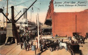 BUENOS AIRES ARGENTINA SHIP PORT HORSES CARS POSTCARD 1916