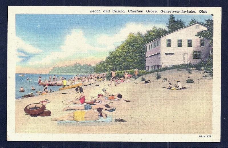 Chestnut Grove Beach Geneva-on-the-Lake OH unused c1948