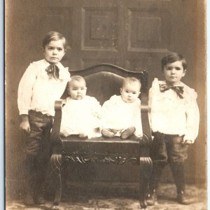 c1910s Dowagiac MI Handsome Little Boys RPPC Real Photo Haight Bittenbender A122