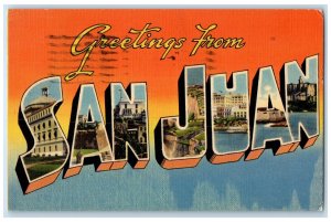 1941 Greetings from San Juan Puerto Rico Big Letter Multiview Postcard