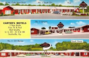 Scottsville Kentucky Carters Motels Multiview Vintage Postcard K41959