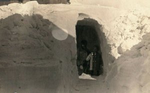 C.1918 RPPC Snow Storm Blizzard Kidd Family Farm Centralia, IL Postcard P165