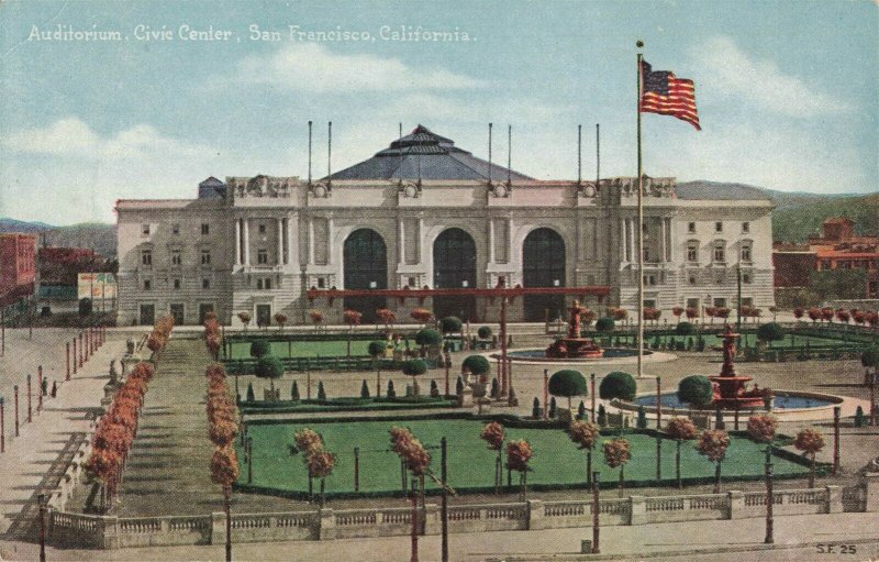 c.1907-15 Flag Pole Auditorium Civic Center San Francisco Ca. Postcard 2T3-581