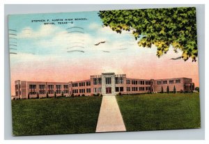 Vintage 1948 Linen Postcard Stephen F. Austin High School Bryan Texas