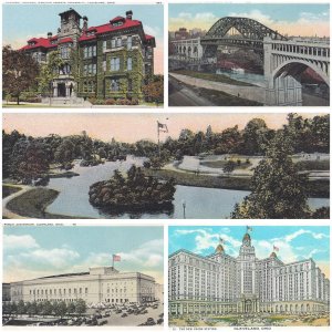 United States Cleveland Ohio lot of 5 white border era topographical postcards