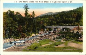 Vtg Clayton Georgia GA Saw Tooth Bridge Over Tiger Creek 1930s Unused Postcard