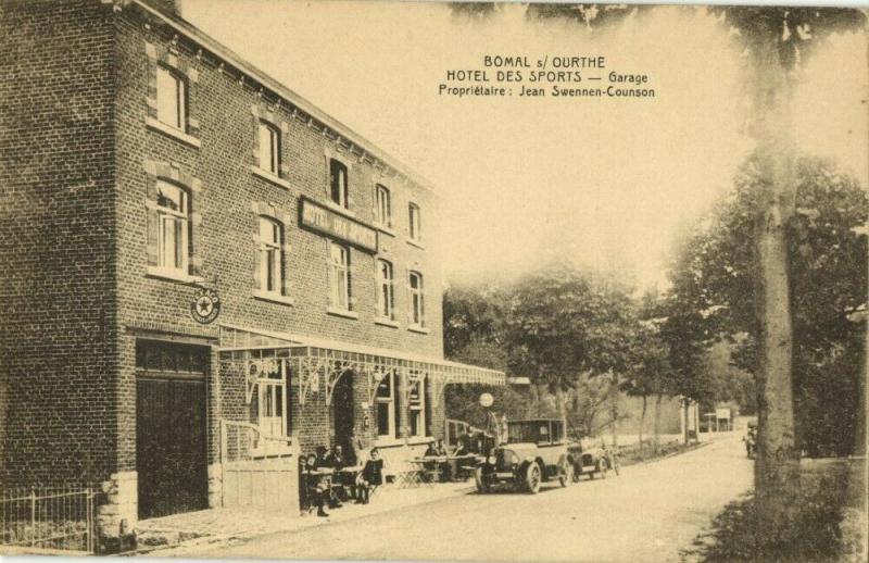 belgium, BOMAL, Bomal-sur-Ourthe, Hotel des Sports, Car (1920s) Postcard