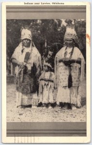 1942 Indians near Lawton Oklahoma Native American Feather Headdress