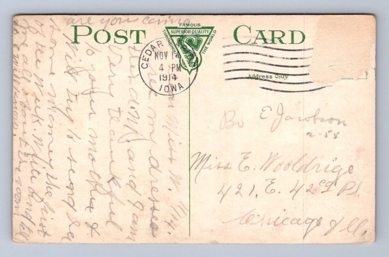 PUBLIC LIBRARY CEDAR RAPIDS IOWA POSTCARD 1914