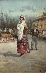 Beautiful Spanish Woman LOS TOROS La Vida Espanola c1910 Postcard