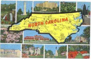 North Carolina Map Card, Linen