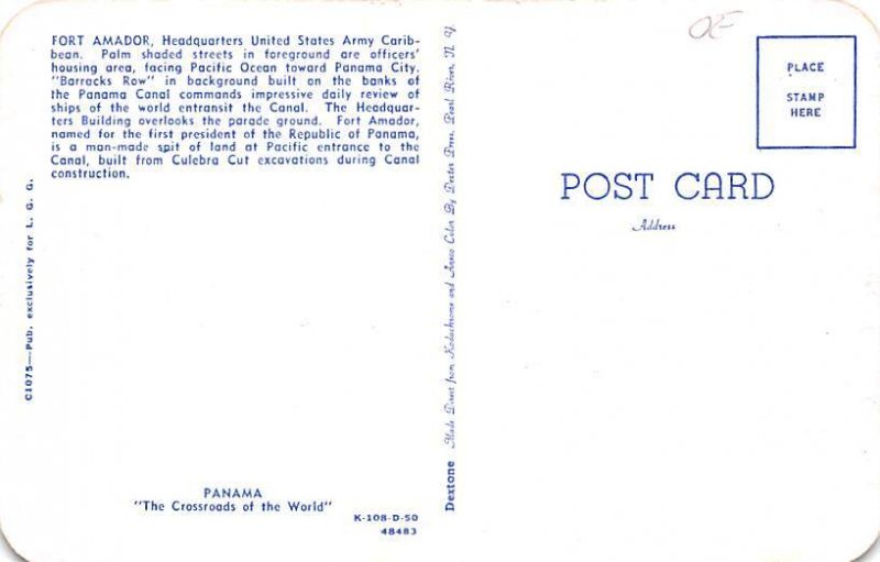 Fort Amador Headquarters US Army Caribean Panama Unused 