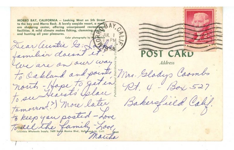 CA - Morro Bay. Looking West on 5th Street ca 1955