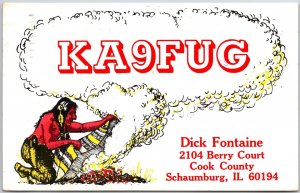 Schaumburg IL, 1980 KA9FUG, Dick Fontaine, 2104 Berry Court Cook Co., Postcard