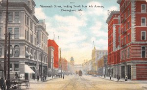 Birmingham Alabama 19th St., Looking S. From 4th Ave., Trolley Car PC U8698